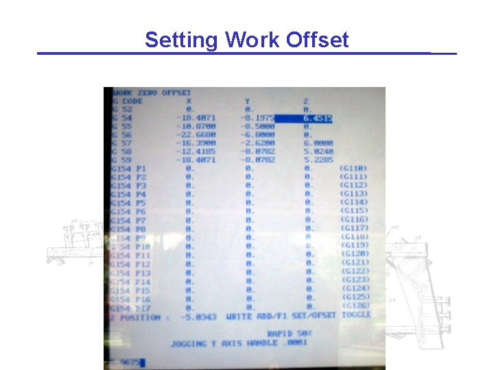 Setting Work Offset 