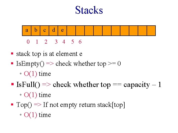 Stacks a b c 0 1 2 d e 3 4 5 6 §