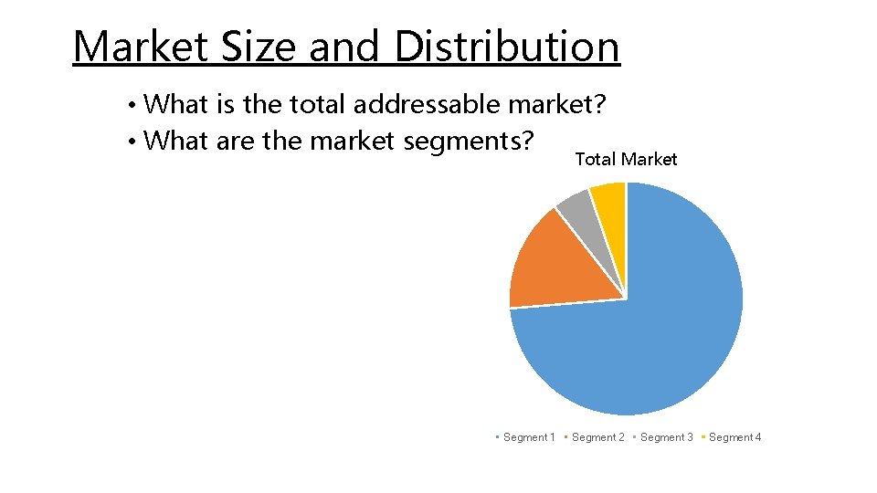 Market Size and Distribution • What is the total addressable market? • What are