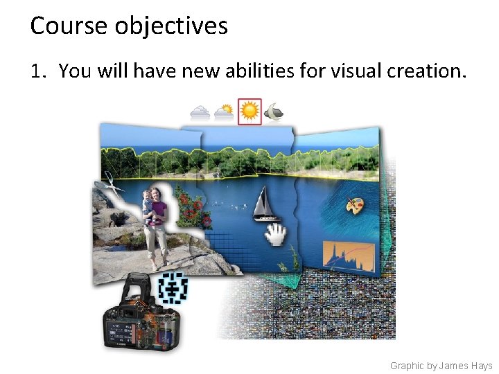 Course objectives 1. You will have new abilities for visual creation. Graphic by James