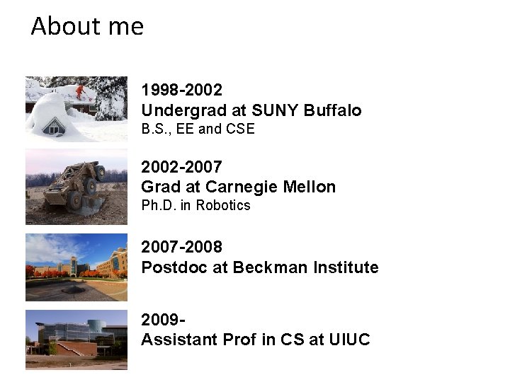 About me 1998 -2002 Undergrad at SUNY Buffalo B. S. , EE and CSE