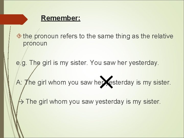 Remember: the pronoun refers to the same thing as the relative pronoun e. g.