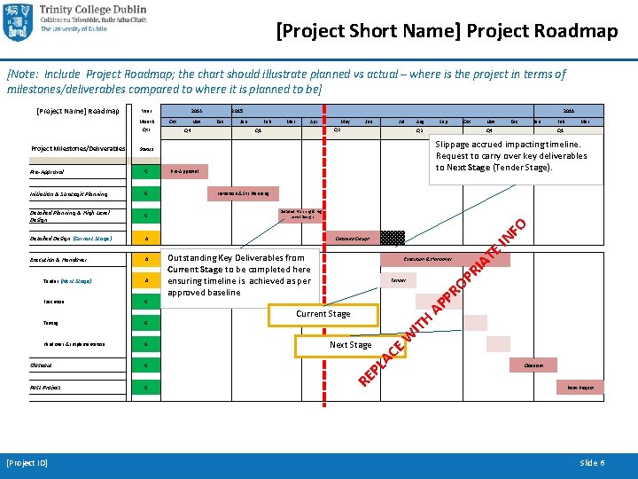 [Project Short Name] Project Roadmap [Note: Include Project Roadmap; the chart should illustrate planned