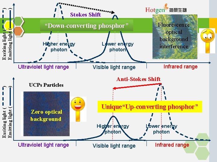 ) ) Exciting light ( Emitting light ( Stokes Shift “Down-converting phosphor” Higher energy