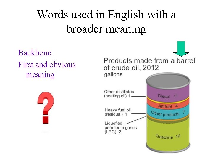 Words used in English with a broader meaning Backbone. First and obvious meaning 