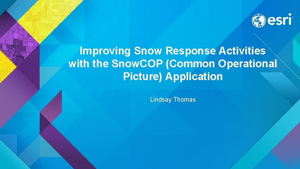 Improving Snow Response Activities with the Snow. COP (Common Operational Picture) Application Lindsay Thomas