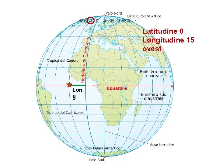 Latitudine 0 Longitudine 15 ovest Lon g 