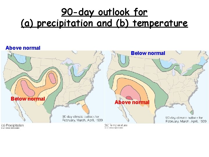 90 -day outlook for (a) precipitation and (b) temperature Above normal Below normal Above