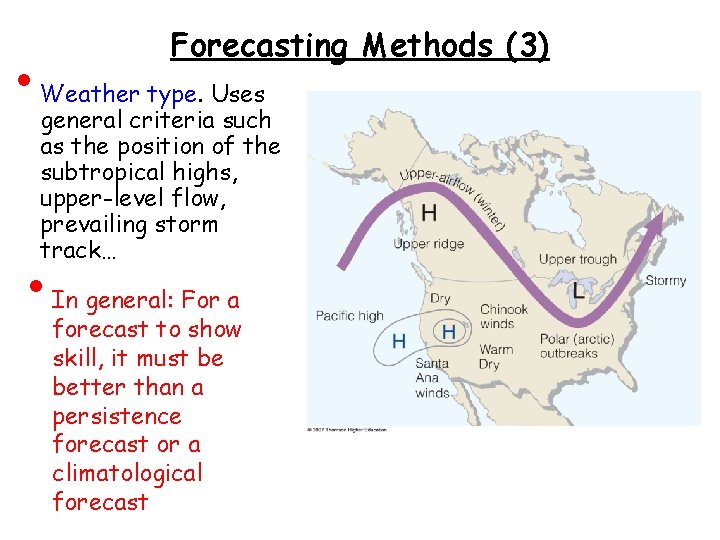  • Forecasting Methods (3) Weather type. Uses general criteria such as the position