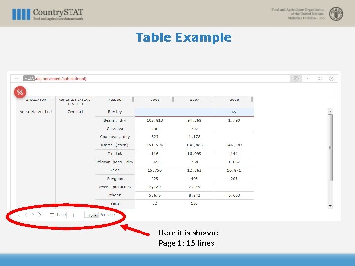 Table Example Here it is shown: Page 1: 15 lines 