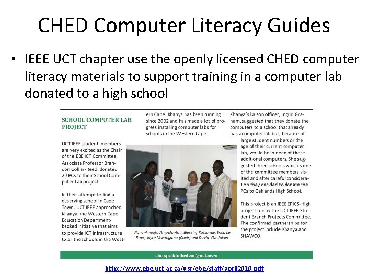 CHED Computer Literacy Guides • IEEE UCT chapter use the openly licensed CHED computer