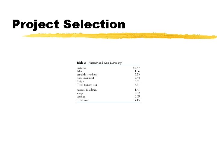 Project Selection 
