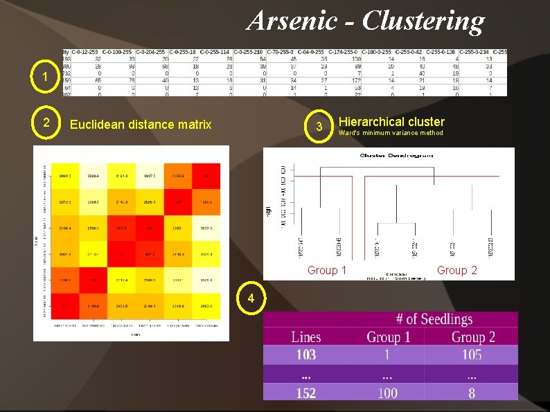 Arsenic - Clustering 1 2 Euclidean distance matrix 3 Hierarchical cluster Ward's minimum variance
