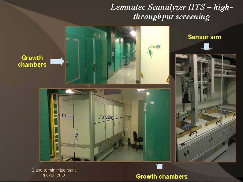 Lemnatec Scanalyzer HTS – highthroughput screening Sensor arm Growth chambers 1. 10 m 3.