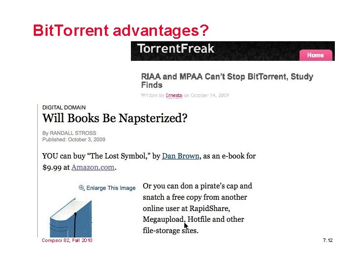 Bit. Torrent advantages? Compsci 82, Fall 2010 7. 12 