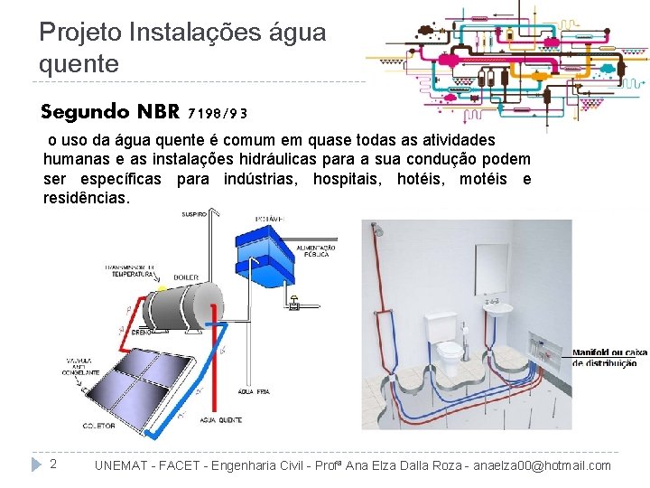 Projeto Instalações água quente Segundo NBR 7198/93 o uso da água quente é comum