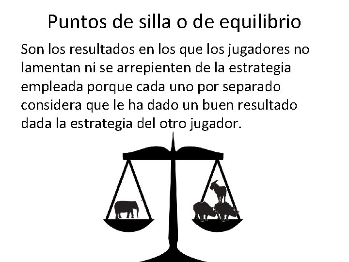 Puntos de silla o de equilibrio Son los resultados en los que los jugadores