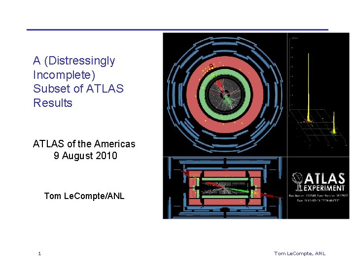 A (Distressingly Incomplete) Subset of ATLAS Results ATLAS of the Americas 9 August 2010