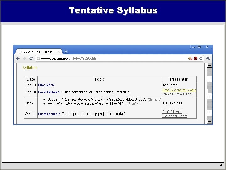 Tentative Syllabus 4 Tentative Syllabus 4