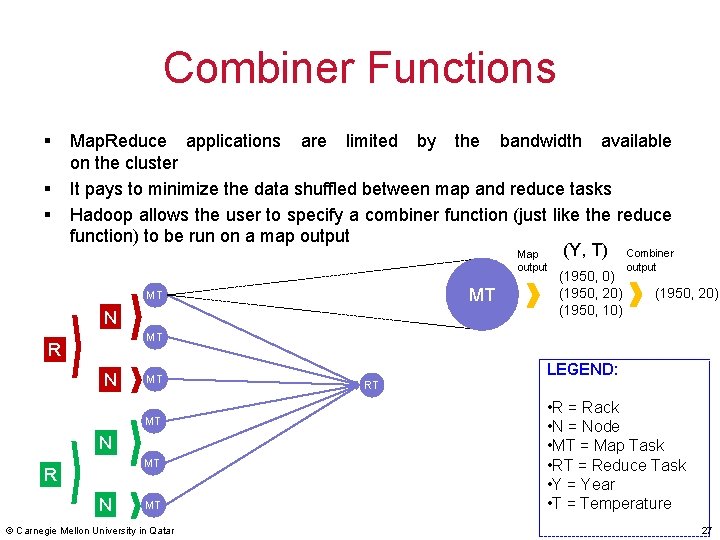 Combiner Functions § § § Map. Reduce applications are limited by the bandwidth available