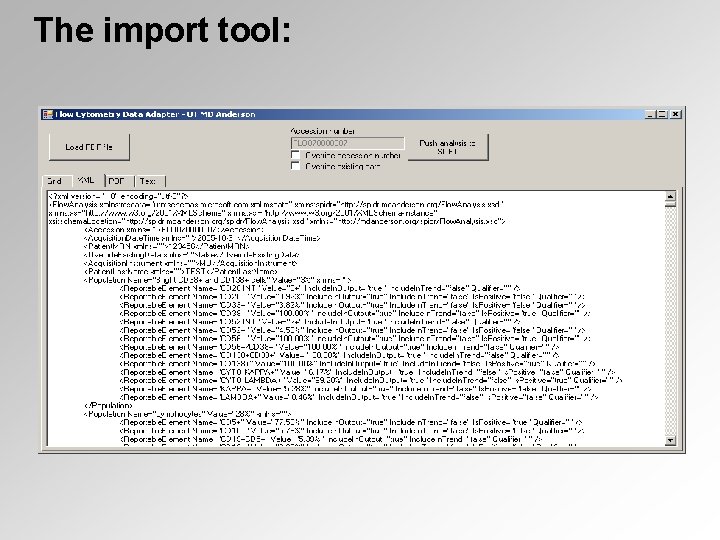 The import tool: 