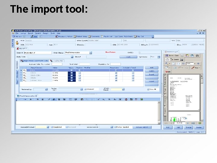 The import tool: 