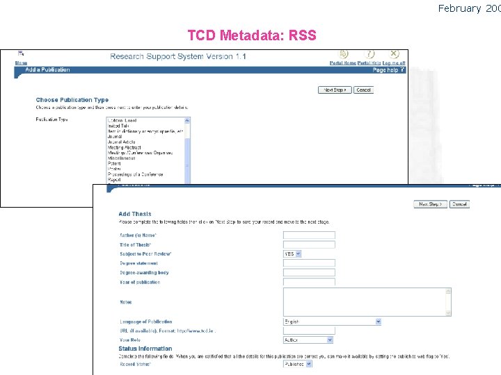 February 200 TCD Metadata: RSS 