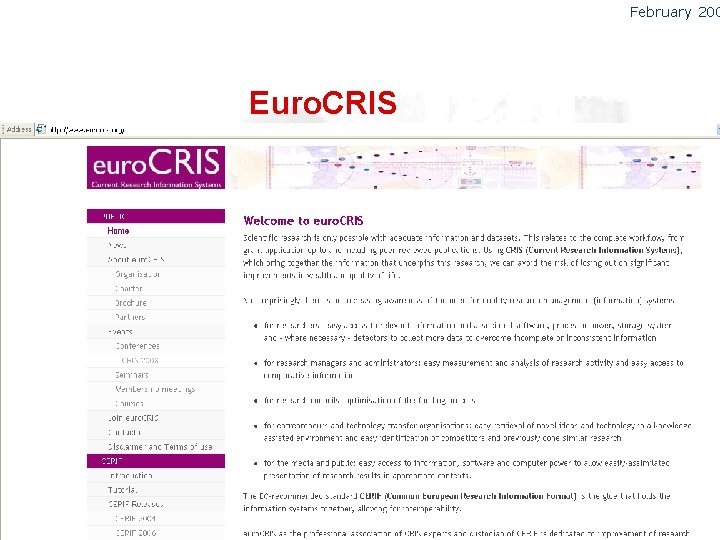 February 200 Euro. CRIS 
