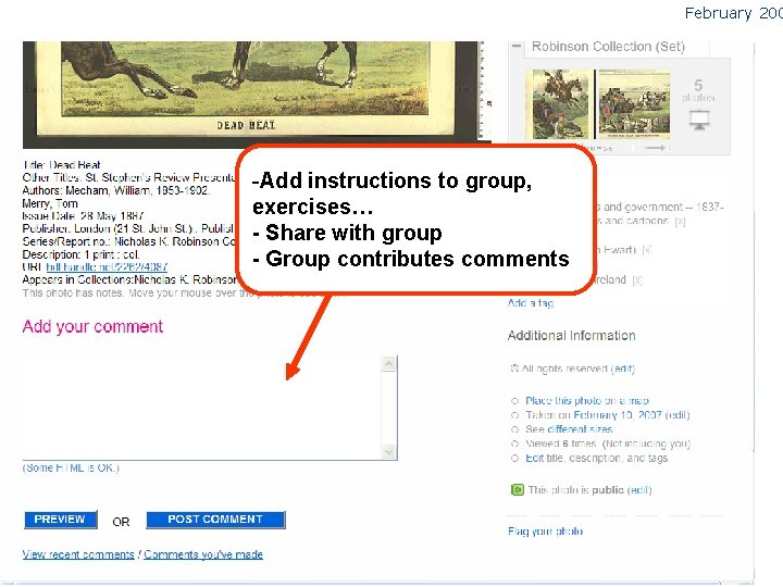 February 200 -Add instructions to group, exercises… - Share with group - Group contributes