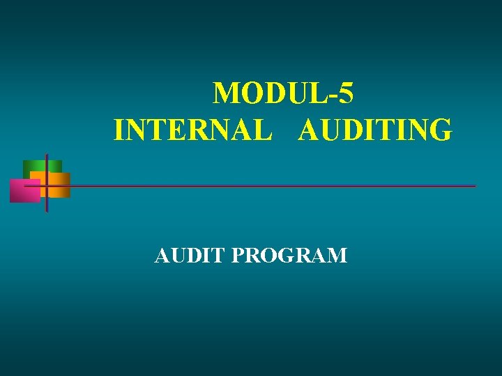 MODUL-5 INTERNAL AUDITING AUDIT PROGRAM 