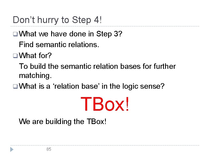 Don’t hurry to Step 4! q What we have done in Step 3? Find