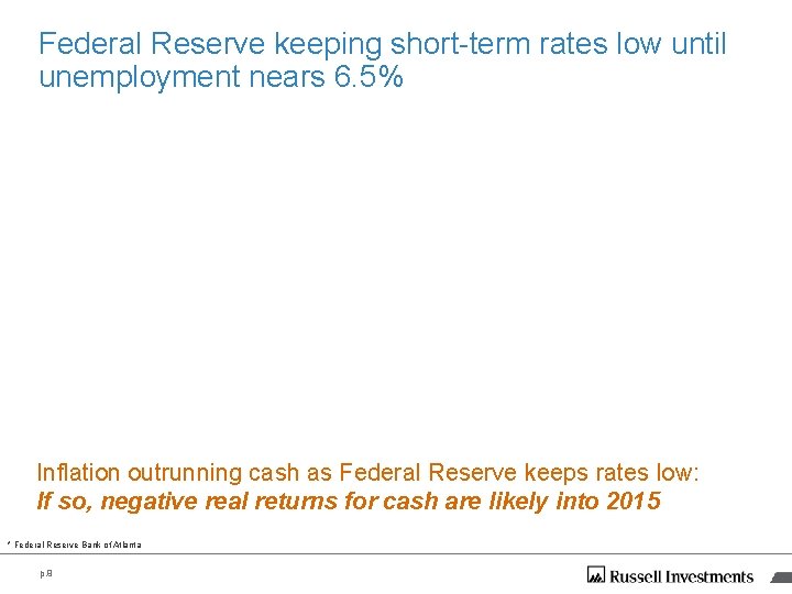 Federal Reserve keeping short-term rates low until unemployment nears 6. 5% Inflation outrunning cash