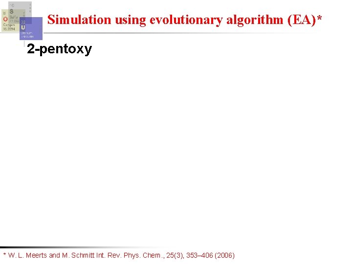 Simulation using evolutionary algorithm (EA)* 2 -pentoxy * W. L. Meerts and M. Schmitt
