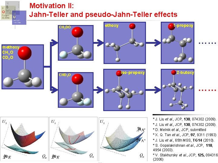Motivation II: Jahn-Teller and pseudo-Jahn-Teller effects CH 2 DO ethoxy 1 -propoxy …… methoxy