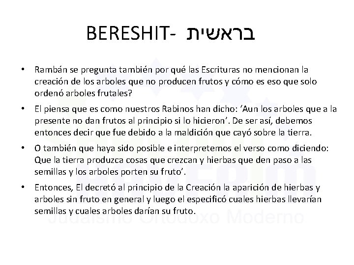 BERESHIT- בראשית • Rambán se pregunta también por qué las Escrituras no mencionan la