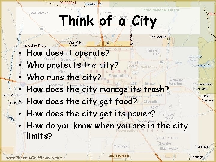 Think of a City • • How does it operate? Who protects the city?