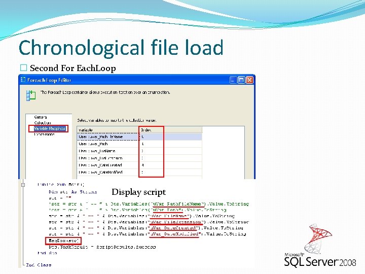 Chronological file load � Second For Each. Loop Display script 