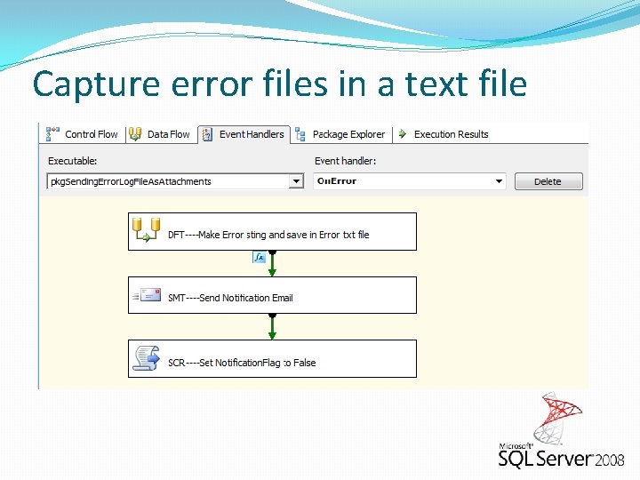 Capture error files in a text file 