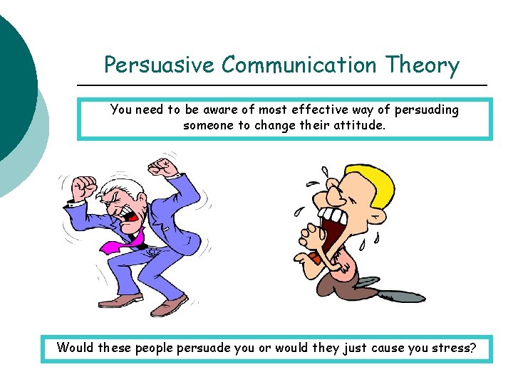 Persuasive Communication Theory You need to be aware of most effective way of persuading