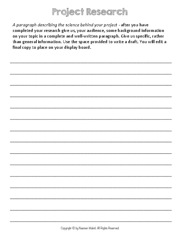 A paragraph describing the science behind your project - after you have completed your A paragraph describing the science behind your project - after you have completed your