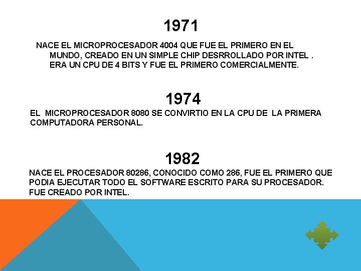 1971 NACE EL MICROPROCESADOR 4004 QUE FUE EL PRIMERO EN EL MUNDO, CREADO EN