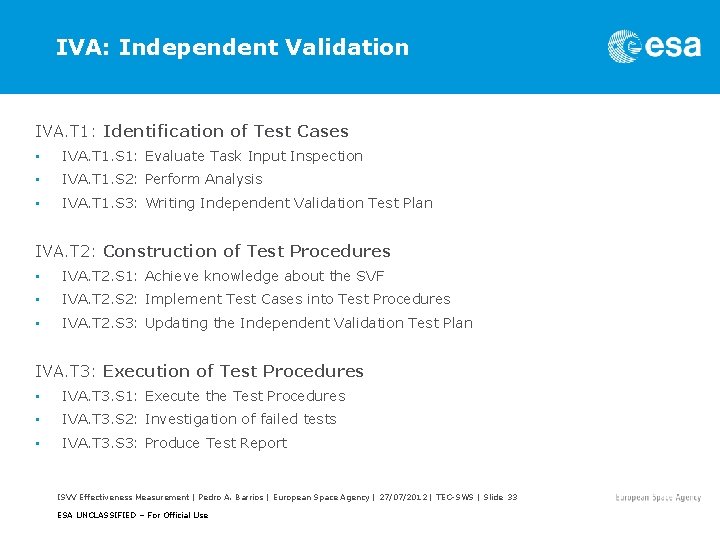 IVA: Independent Validation IVA. T 1: Identification of Test Cases • IVA. T 1.