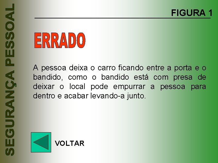 FIGURA 1 A pessoa deixa o carro ficando entre a porta e o bandido,