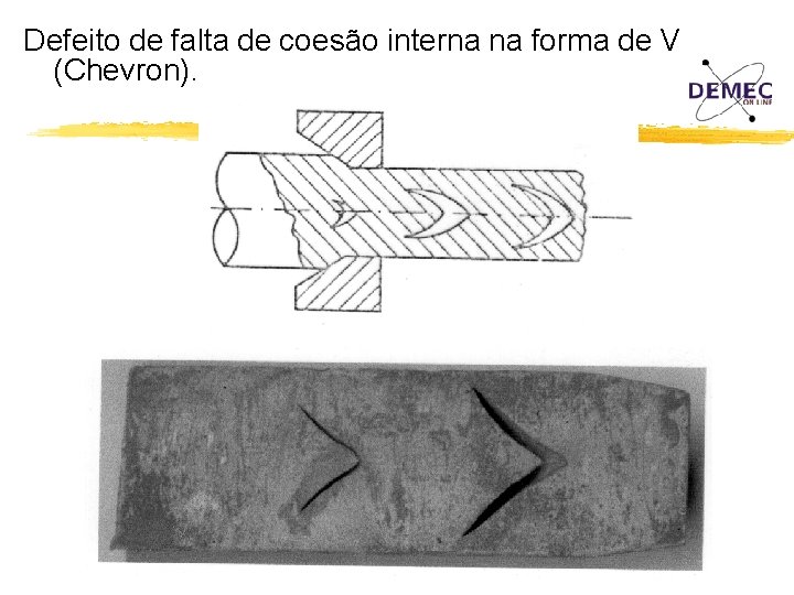 Defeito de falta de coesão interna na forma de V (Chevron). 