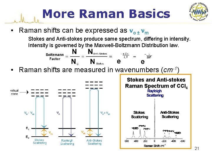 More Raman Basics • Raman shifts can be expressed as no ± nm Stokes