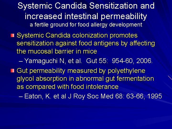 Systemic Candida Sensitization and increased intestinal permeability a fertile ground for food allergy development