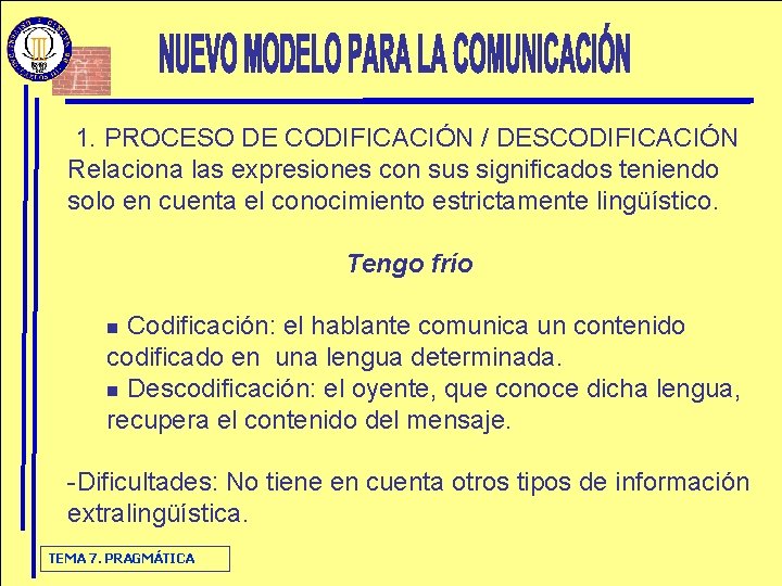 1. PROCESO DE CODIFICACIÓN / DESCODIFICACIÓN Relaciona las expresiones con sus significados teniendo solo