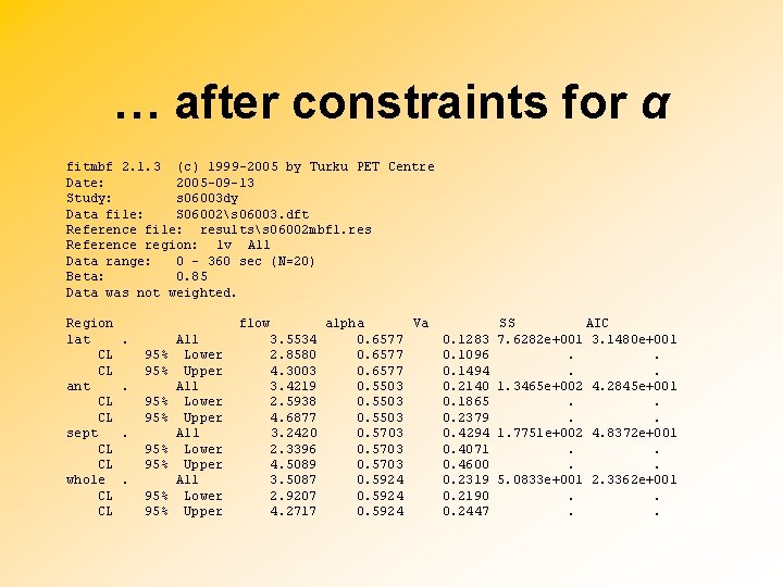 … after constraints for α fitmbf 2. 1. 3 (c) 1999 -2005 by Turku