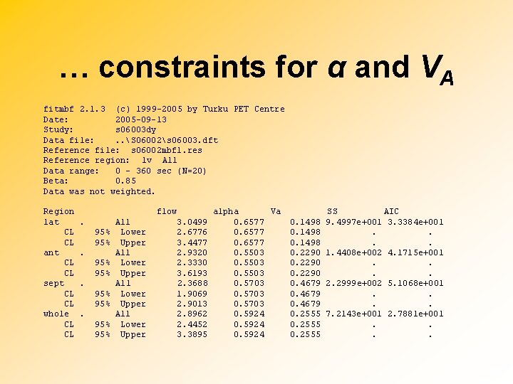 … constraints for α and VA fitmbf 2. 1. 3 (c) 1999 -2005 by