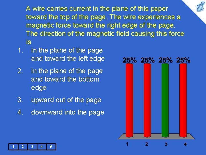 A wire carries current in the plane of this paper toward the top of